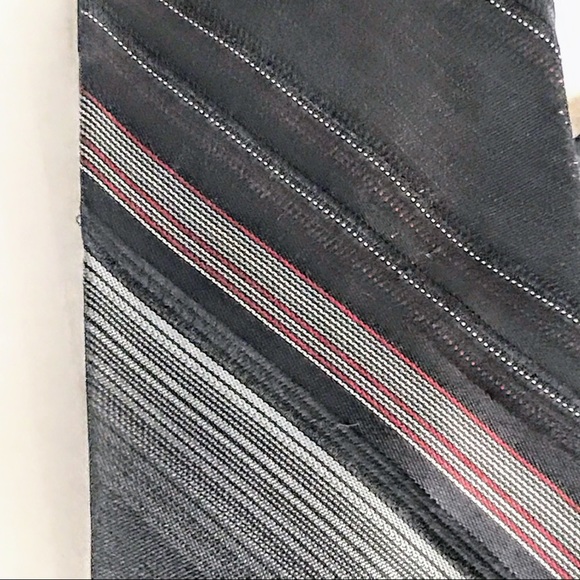 GIVENCHY Dark Gray White Black Thin Red Stripe Tie - Picture 6 of 11